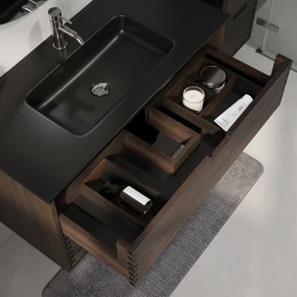 Meuble de salle de bains avec vasque GRIBSKOV 100 cm, marron/chêne/noir