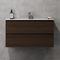 Meuble de salle de bains avec vasque HENRY 91 cm, finition noyer