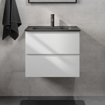 Meuble de salle de bains avec vasque KENWOOD 61x52x45 cm blanc/noir