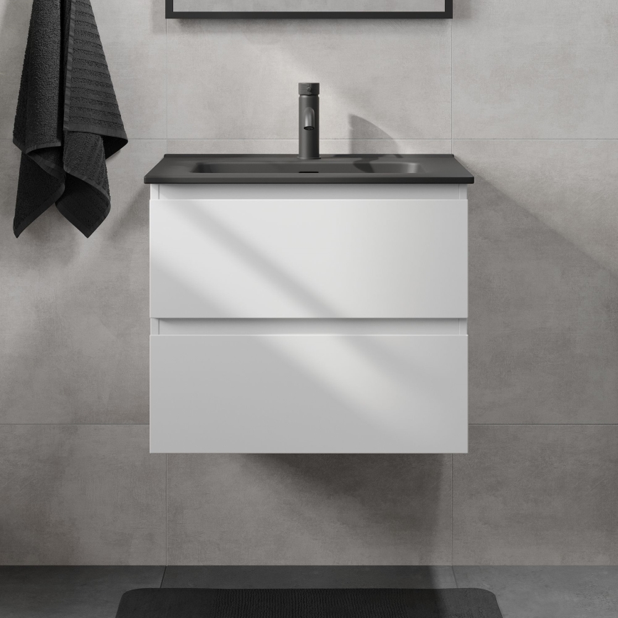 Meuble de salle de bains avec vasque KENWOOD 61x52x45 cm blanc/noir