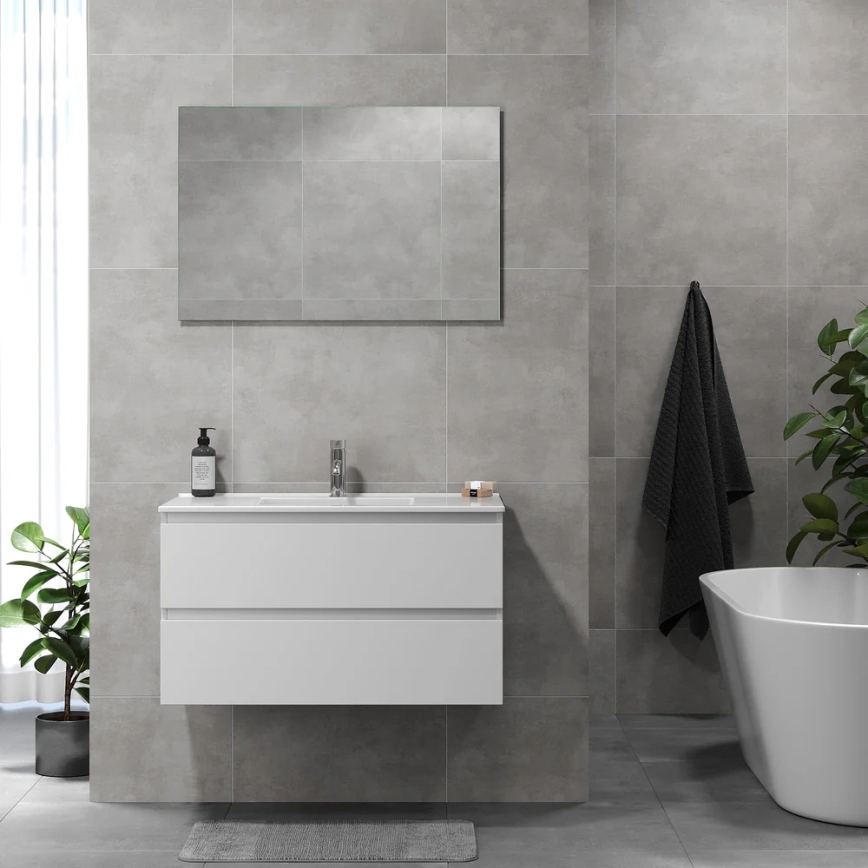Meuble de salle de bains avec vasque KENWOOD 91 cm blanc