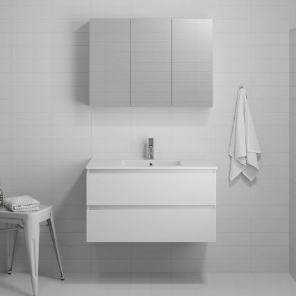 Meuble de salle de bains avec vasque KENWOOD 91 cm blanc