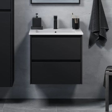Meuble de salle de bains avec vasque MOLDE 60x55x46 cm noir
