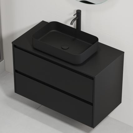 Meuble de salle de bains avec vasque TRONDHEIM/LJORDAL 90x57x46 cm noir