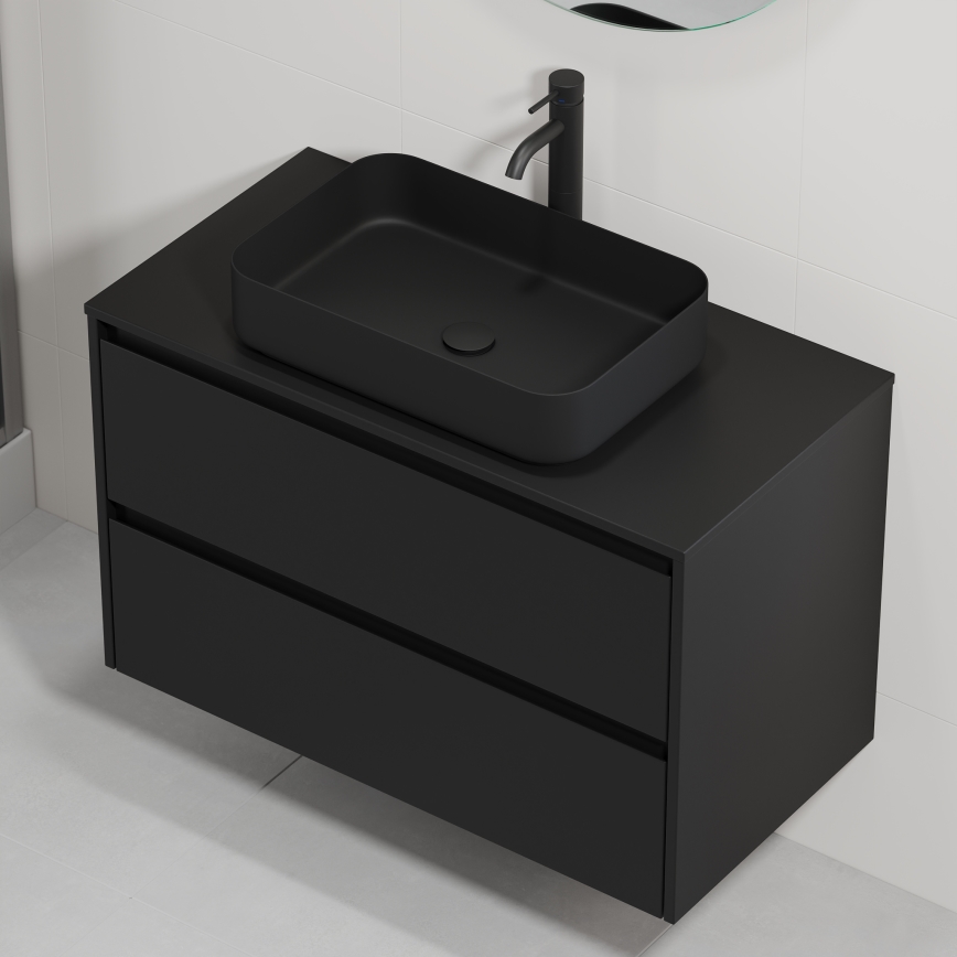 Meuble de salle de bains avec vasque TRONDHEIM/LJORDAL 90x57x46 cm noir