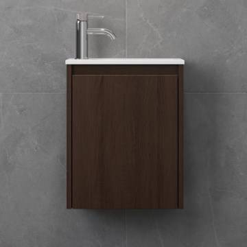Meuble de salle de bains COMO 40 cm avec lavabo, finition noyer