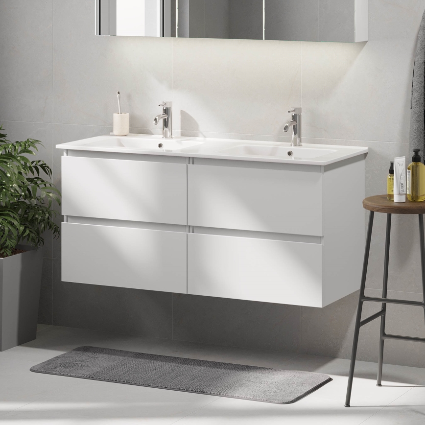 Meuble de salle de bains HELSINKI 120 cm avec lavabo, blanc