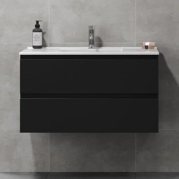 Meuble de salle de bains HENRY 91 cm avec lavabo, noir