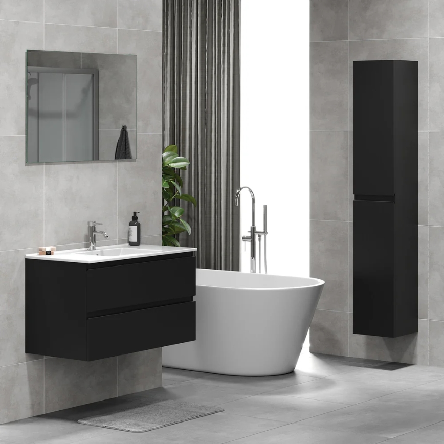 Meuble de salle de bains HENRY 91 cm avec lavabo, noir