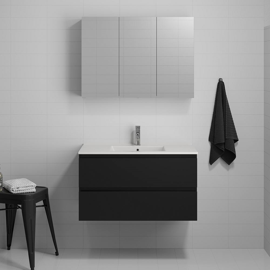 Meuble de salle de bains HENRY 91 cm avec lavabo, noir