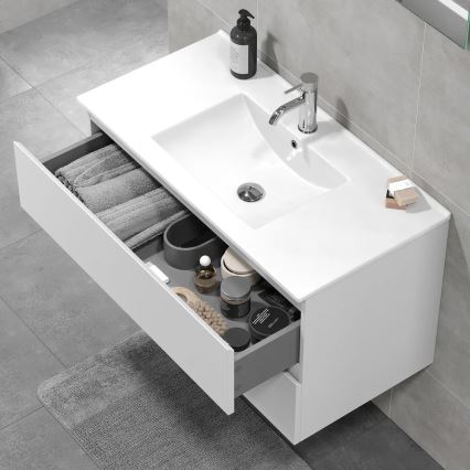 Meuble de salle de bains HENRY 91 cm avec vasque, blanc