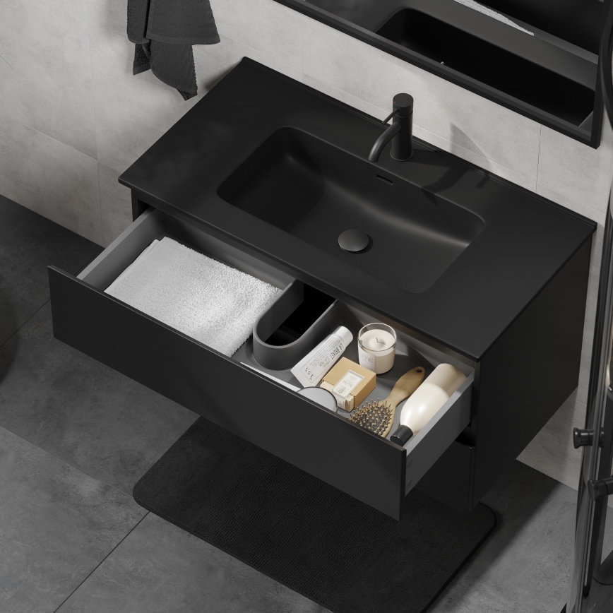Meuble de salle de bains KENWOOD 91 cm avec lavabo, noir