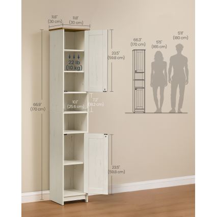 Meuble de salle de bains LEXI 30x170 cm blanc/marron