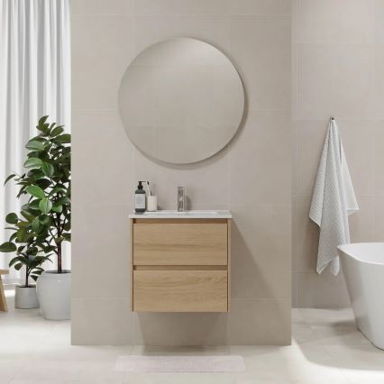 Meuble de salle de bains LYKE 60 cm avec lavabo, chêne