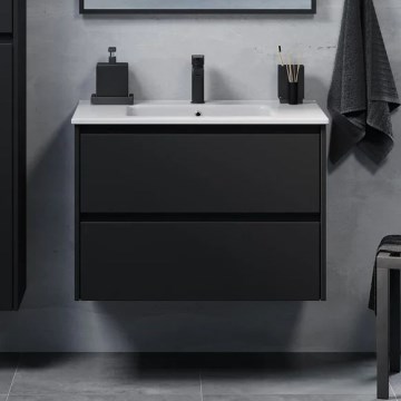 Meuble de salle de bains LYKE 80 cm avec lavabo, noir