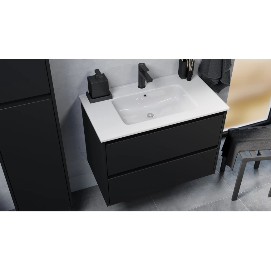 Meuble de salle de bains LYKE 80 cm avec lavabo, noir