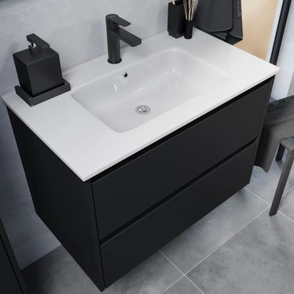 Meuble de salle de bains LYKE 80 cm avec lavabo, noir