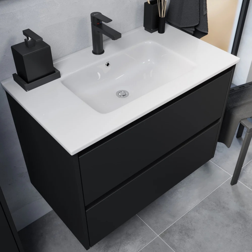 Meuble de salle de bains LYKE 80 cm avec lavabo, noir