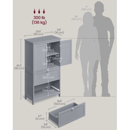 Meuble de salle de bains MOKU 60x30 cm gris