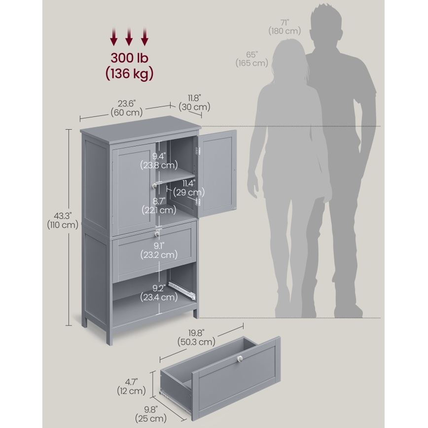Meuble de salle de bains MOKU 60x30 cm gris