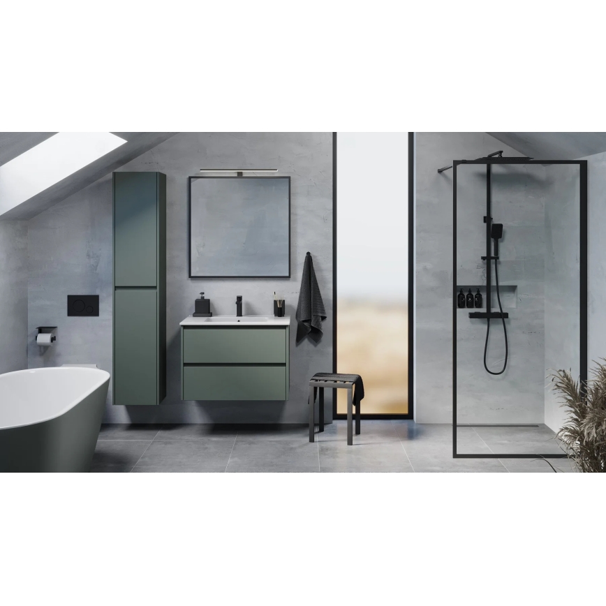Meuble de salle de bains MOLDE 80 cm avec lavabo, vert