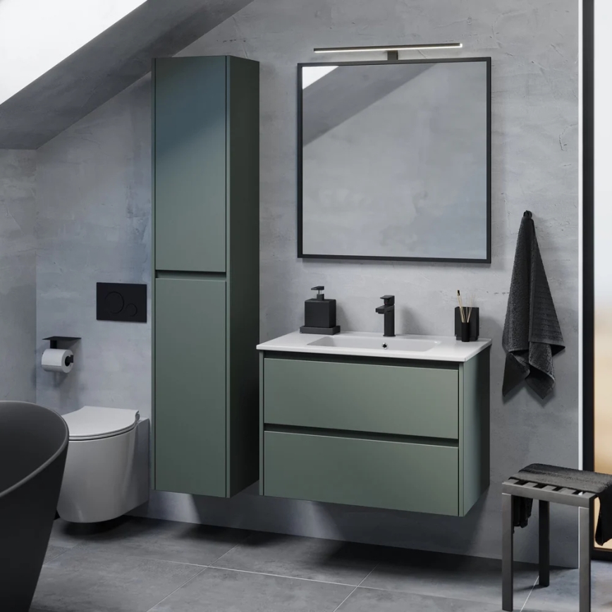 Meuble de salle de bains MOLDE 80 cm avec lavabo, vert