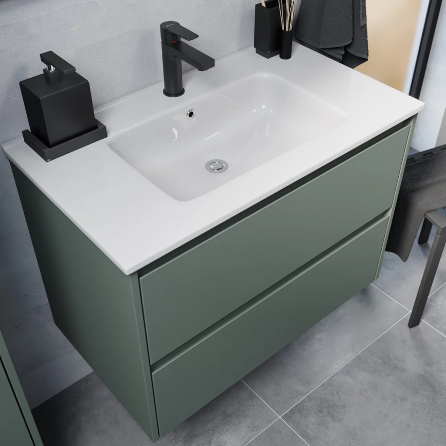 Meuble de salle de bains MOLDE 80 cm avec lavabo, vert