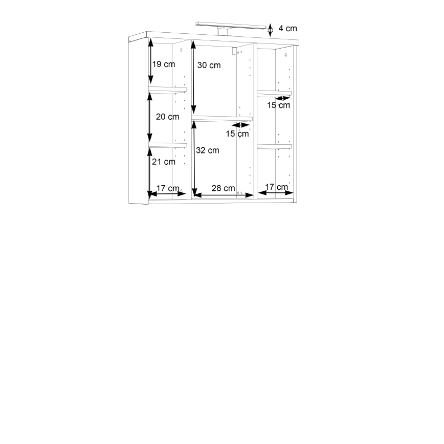 Meuble de salle de bains mural avec miroir VENOM blanc/chêne sonoma