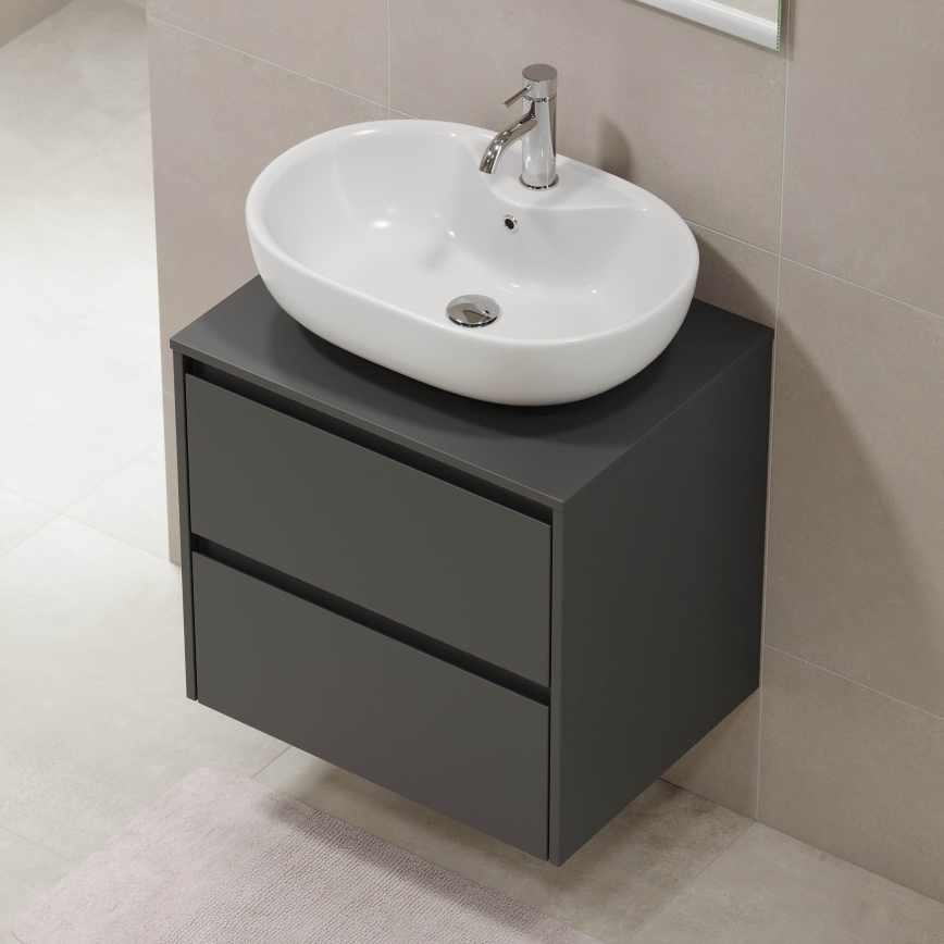 Meuble de salle de bains TRONDHEIM pour lavabo 60 cm anthracite