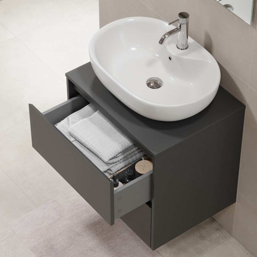 Meuble de salle de bains TRONDHEIM pour lavabo 60 cm anthracite