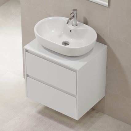 Meuble de salle de bains TRONDHEIM pour lavabo 60 cm, blanc