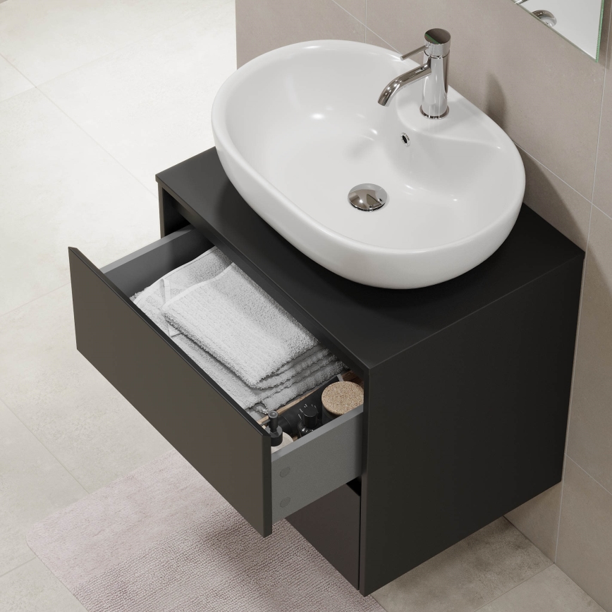 Meuble de salle de bains TRONDHEIM pour lavabo 60 cm noir