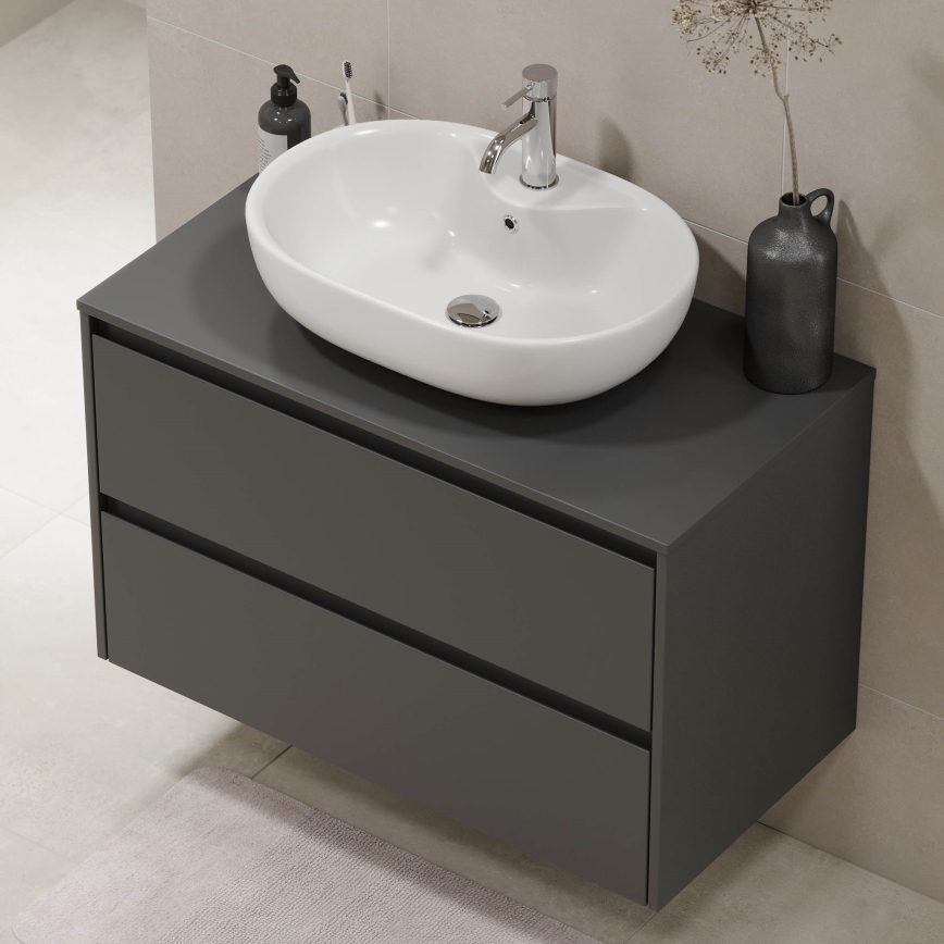 Meuble de salle de bains TRONDHEIM pour lavabo 90 cm, anthracite
