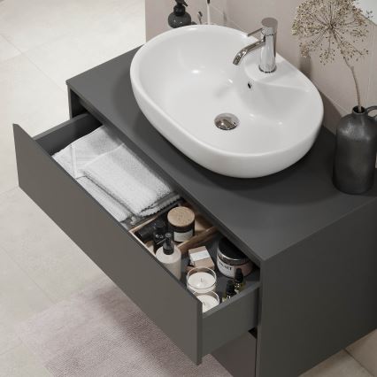 Meuble de salle de bains TRONDHEIM pour lavabo 90 cm, anthracite