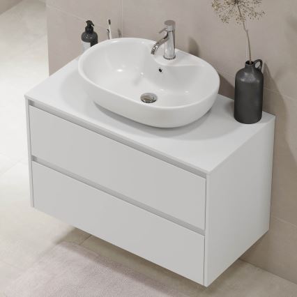 Meuble de salle de bains TRONDHEIM pour lavabo 90 cm, blanc