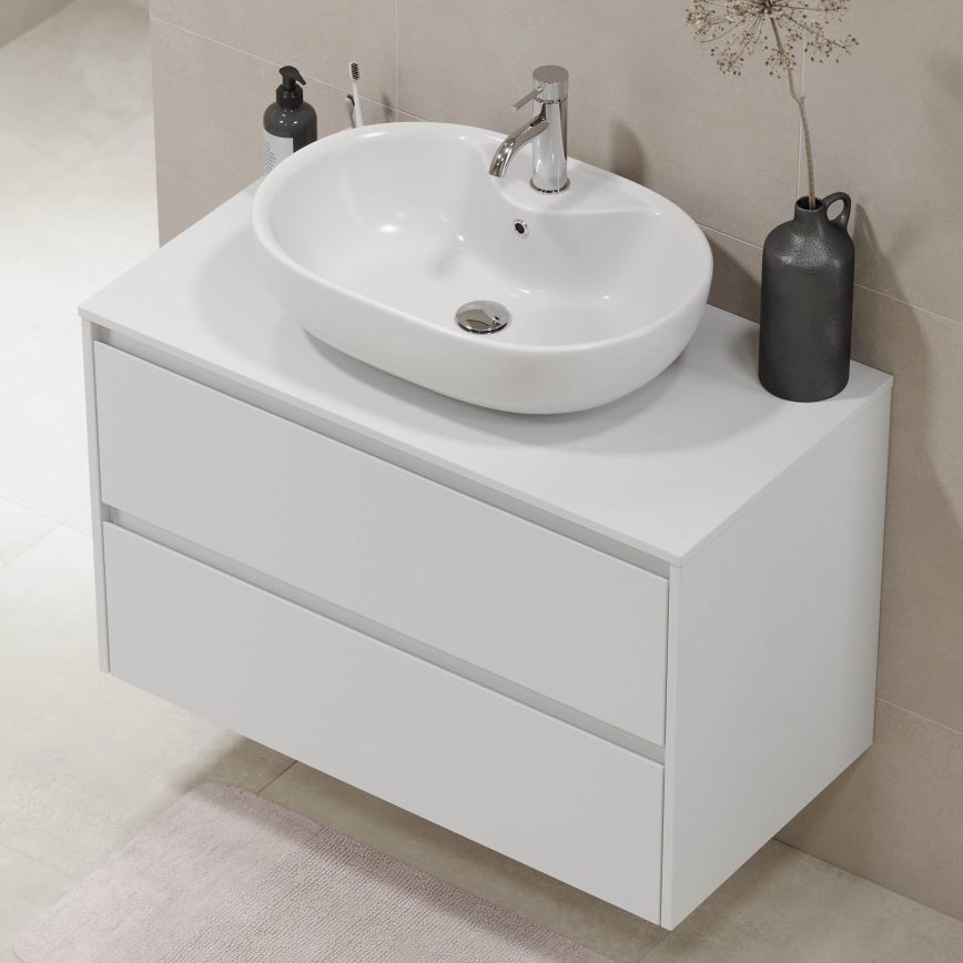Meuble de salle de bains TRONDHEIM pour lavabo 90 cm, blanc