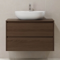 Meuble de salle de bains TRONDHEIM pour lavabo 90 cm, finition noyer
