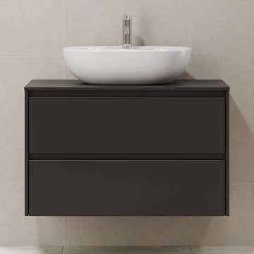 Meuble de salle de bains TRONDHEIM pour lavabo 90 cm, noir