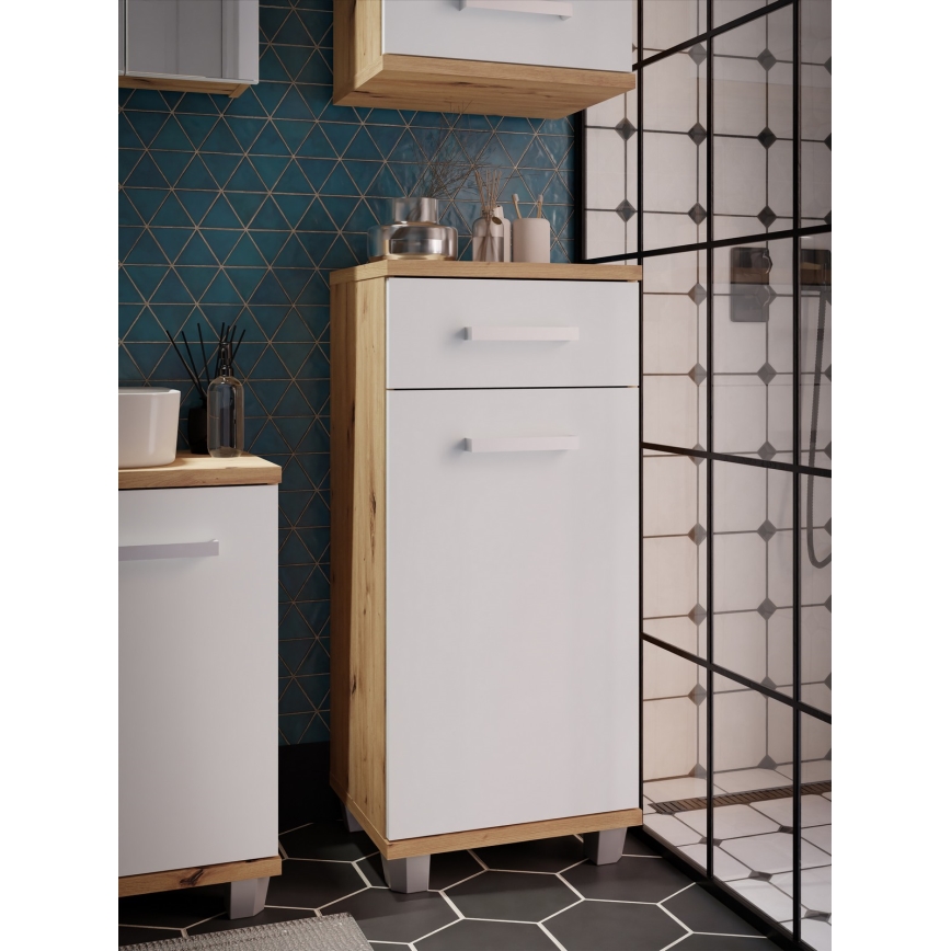 Meuble de salle de bains VENOM blanc/chêne artisan