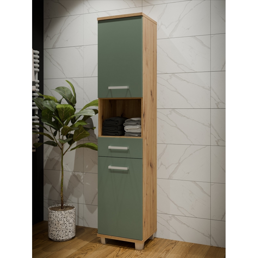 Meuble de salle de bains VENOM vert/chêne artisan