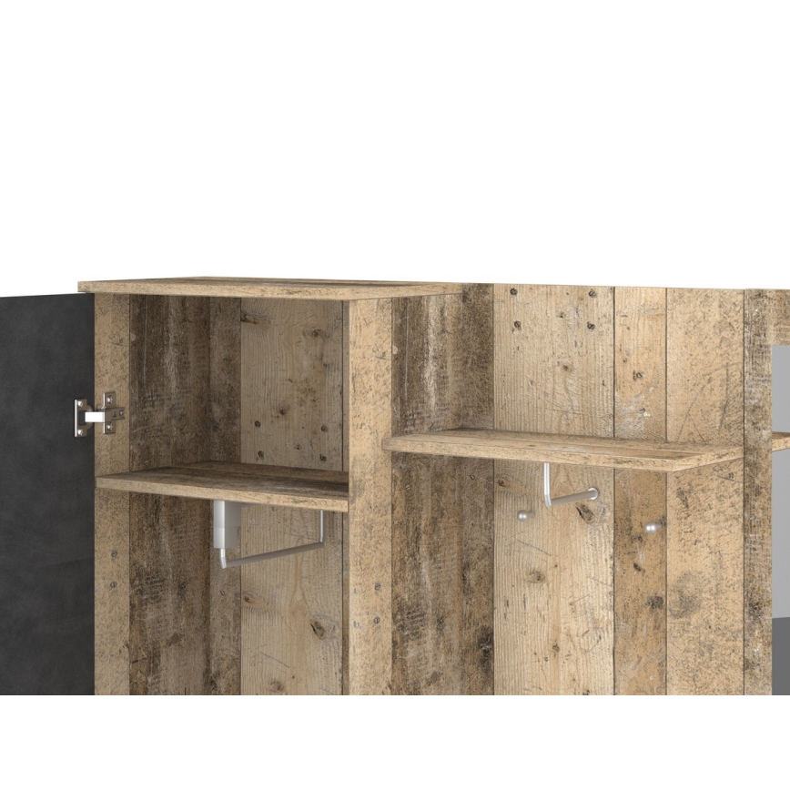 Meuble d'entrée avec miroir NOLAN, marron/graphite