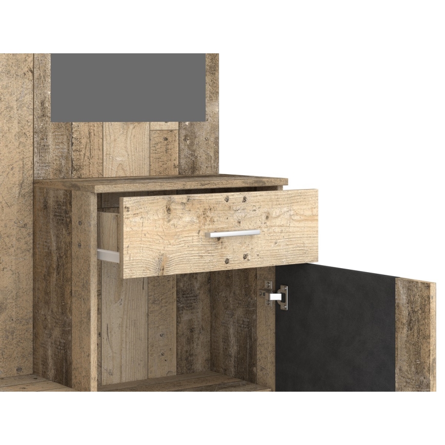 Meuble d'entrée avec miroir NOLAN, marron/graphite