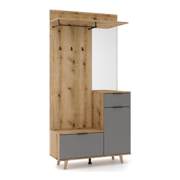 Meuble d'entrée avec miroir SVEN marron/graphite