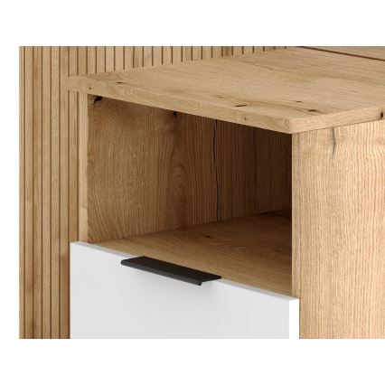 Meuble d'entrée mural avec miroir SVEN, marron/blanc