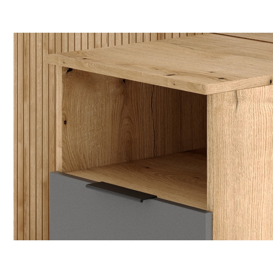 Meuble d'entrée mural avec miroir SVEN, marron/graphite