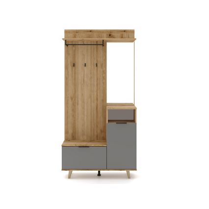 Meuble d'entrée mural avec miroir SVEN, marron/graphite