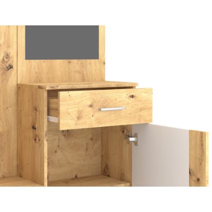 Meuble d'entrée mural NOLAN avec miroir, chêne artisan/blanc