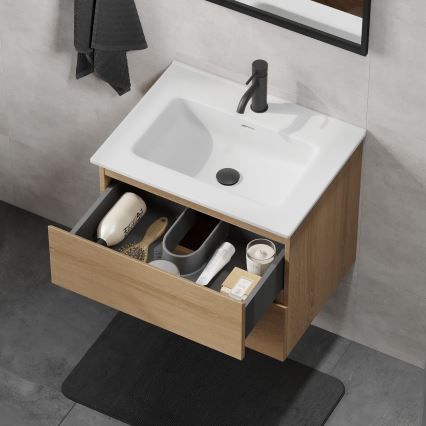 Meuble-lavabo CONOR 61 cm chêne/blanc