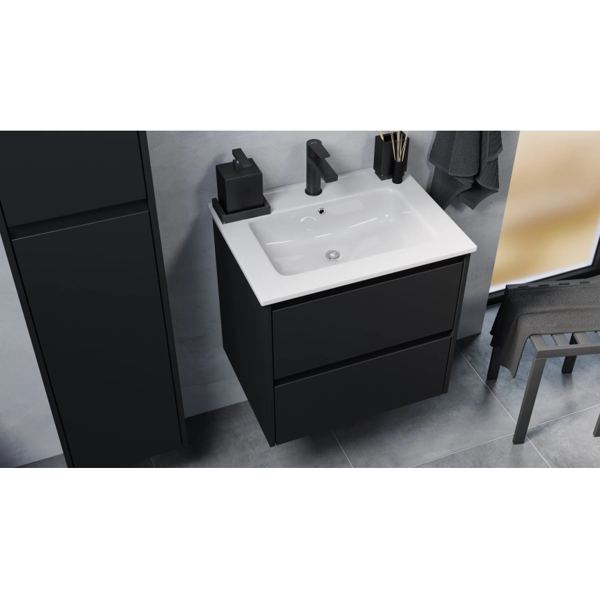 Meuble-lavabo de salle de bains MOLDE 60x55x46 cm, noir