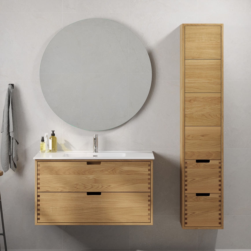 Meuble-lavabo GRIBSKOV 100 cm beige/chêne/blanc